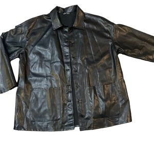 Faux leather black shacket (shirt jacket)